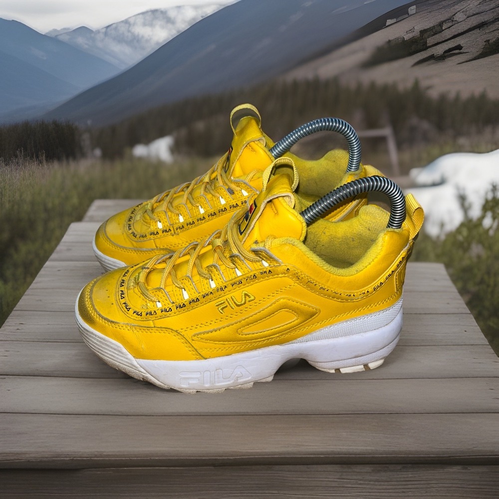 Fila Disruptor 2 Premium Yellow Chunky Sneakers Mens 5 Womens 6.5‎ 3FM00658-743